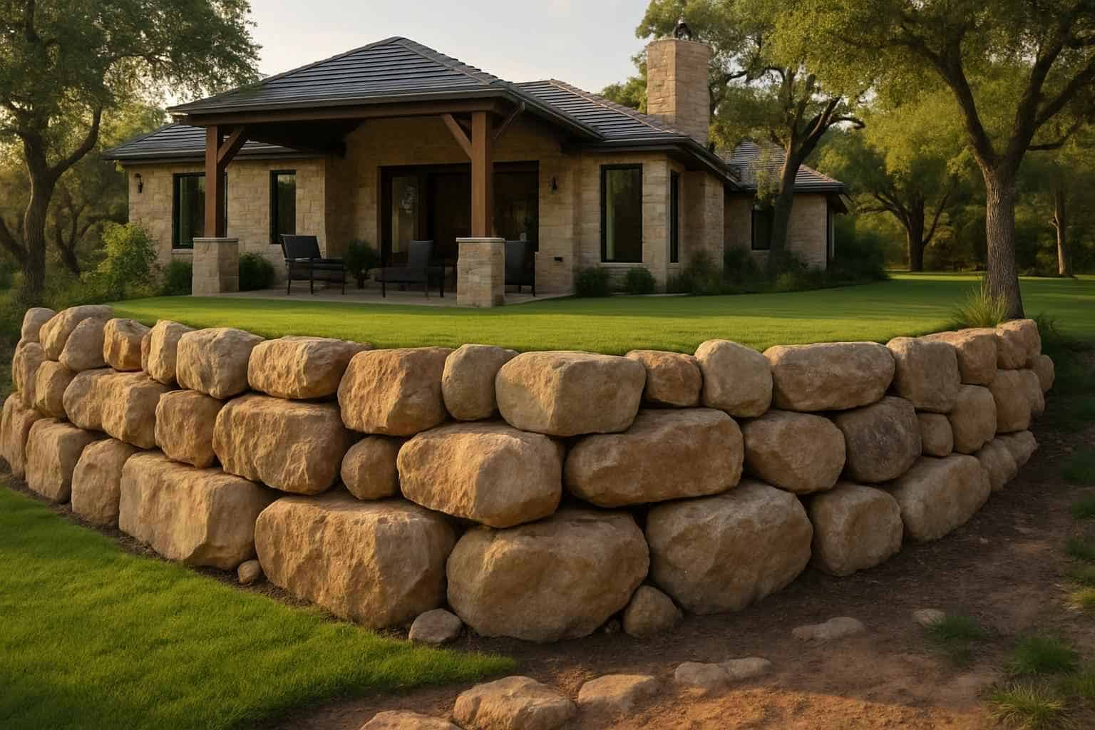 Retaining Wall Contractor In Luckenbach TX Boulder Retaining Wall Builder in Luckenbach TX