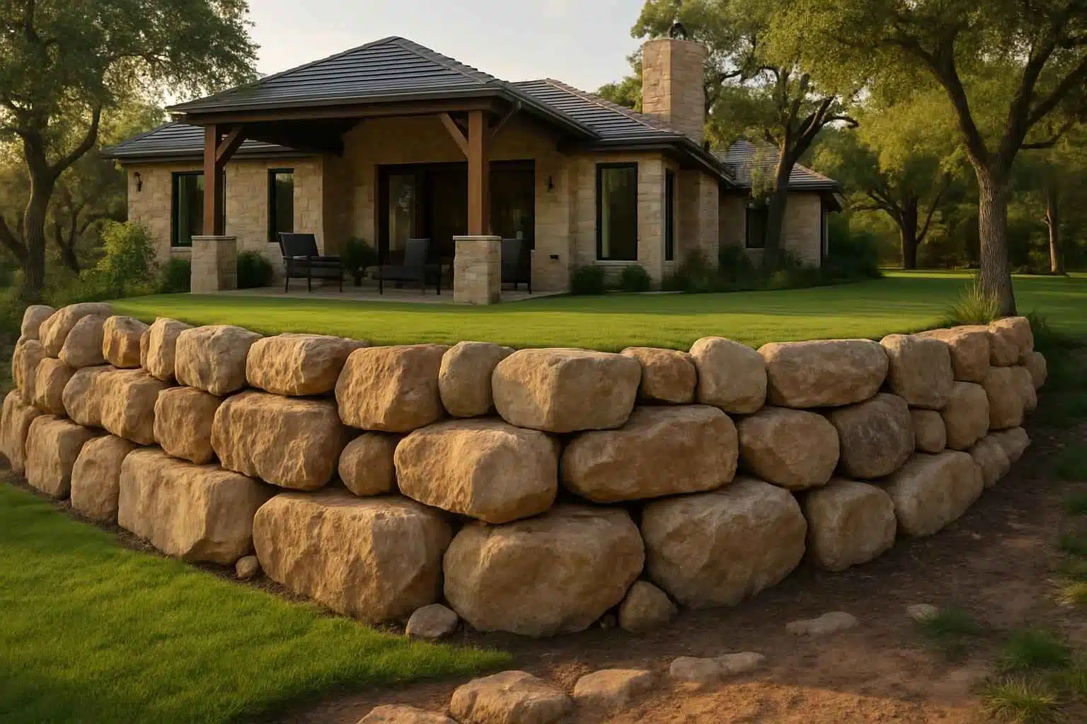 Boulder Retaining Wall Builder in Luckenbach TX