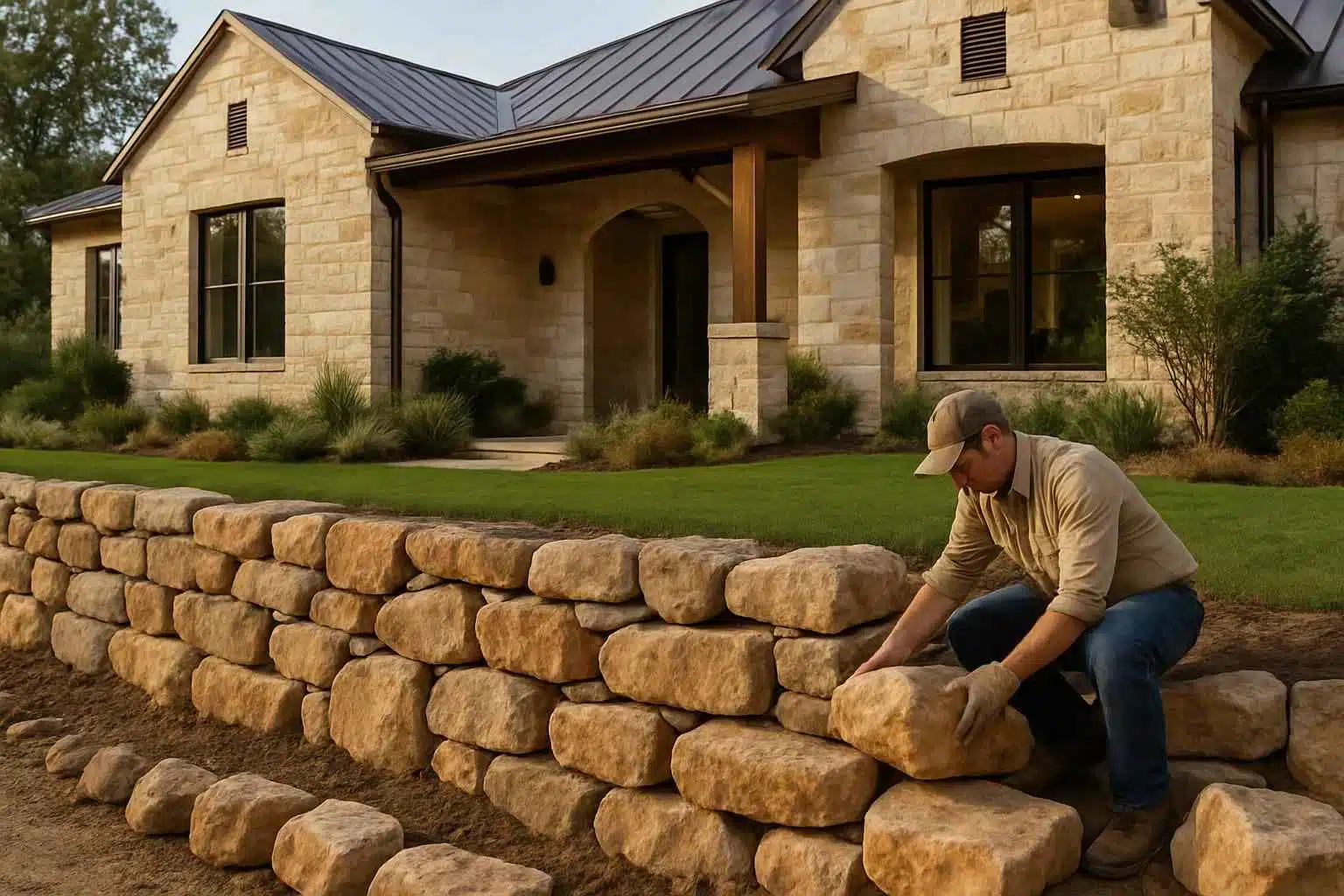 Boulder Retaining Wall Builder in Willow City TX