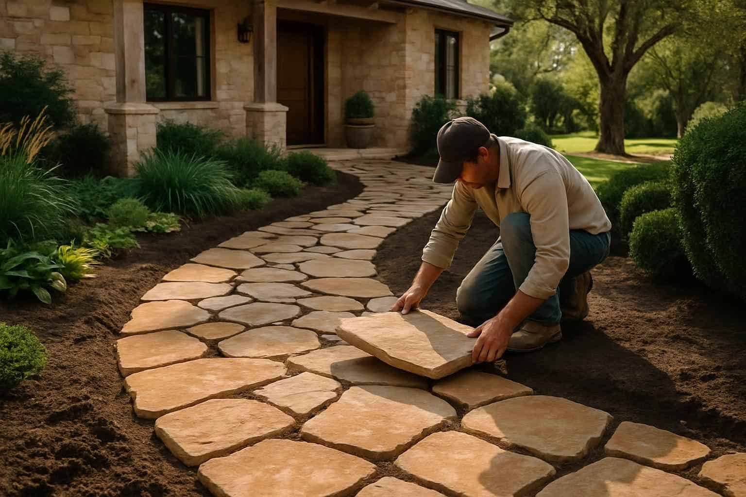 Flagstone Walkway Installer in Luckenbach TX