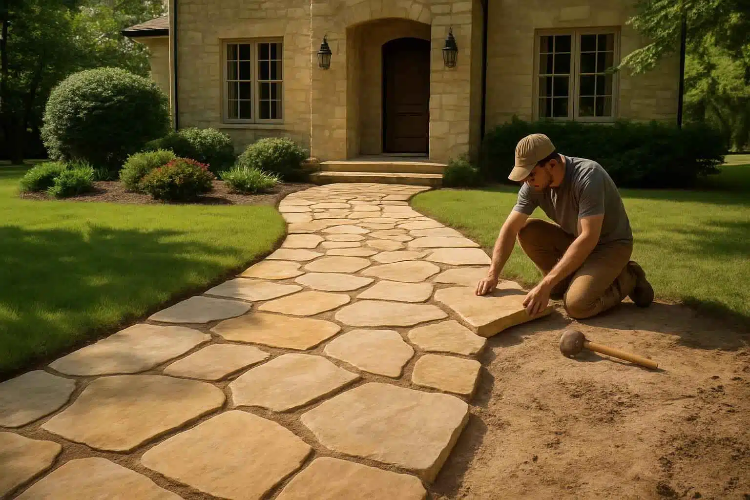 Flagstone Walkway Installer in Stonewall TX