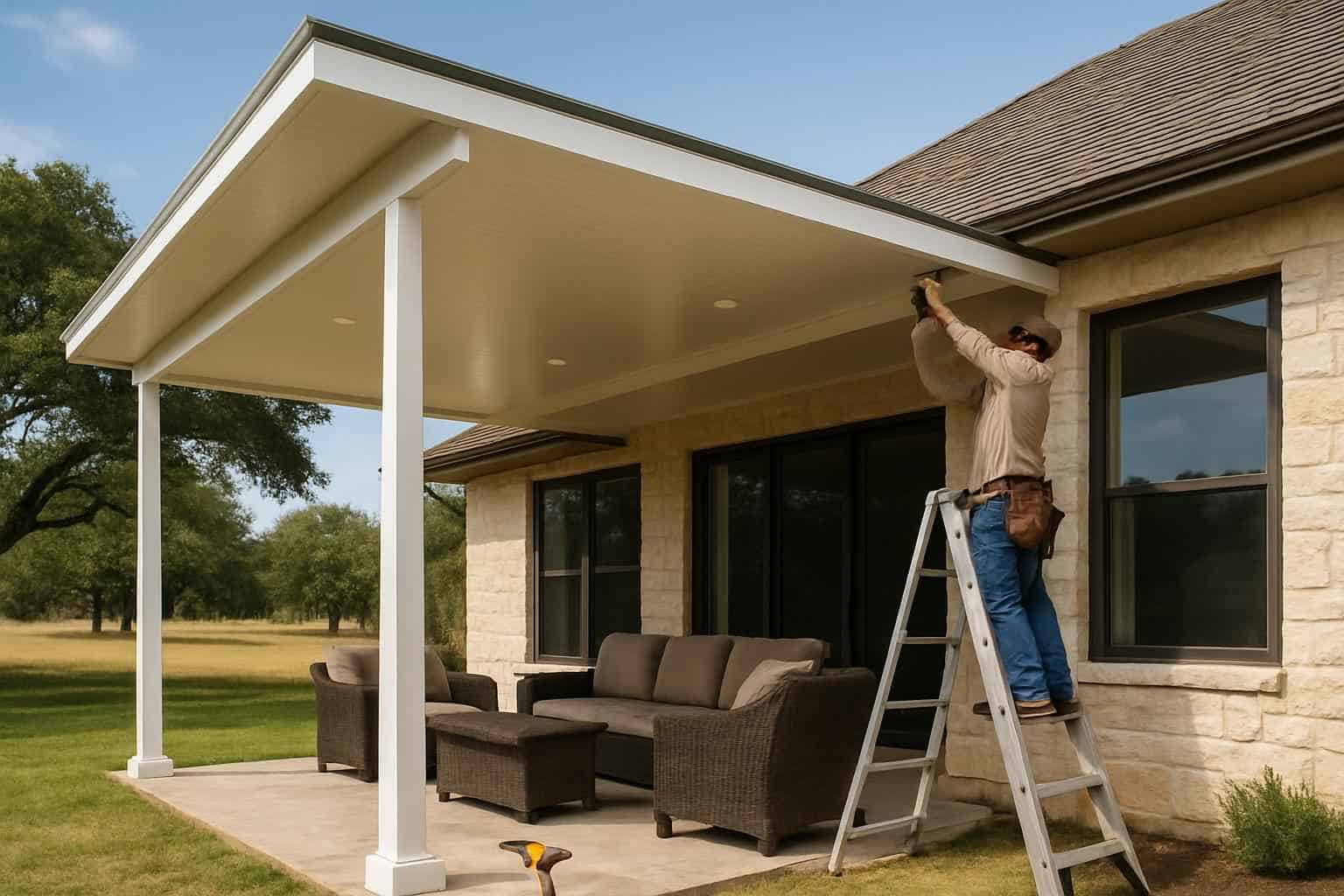 Patio Cover Installation Contractor In Luckenbach TX Insulated Patio Cover Installation in Luckenbach TX