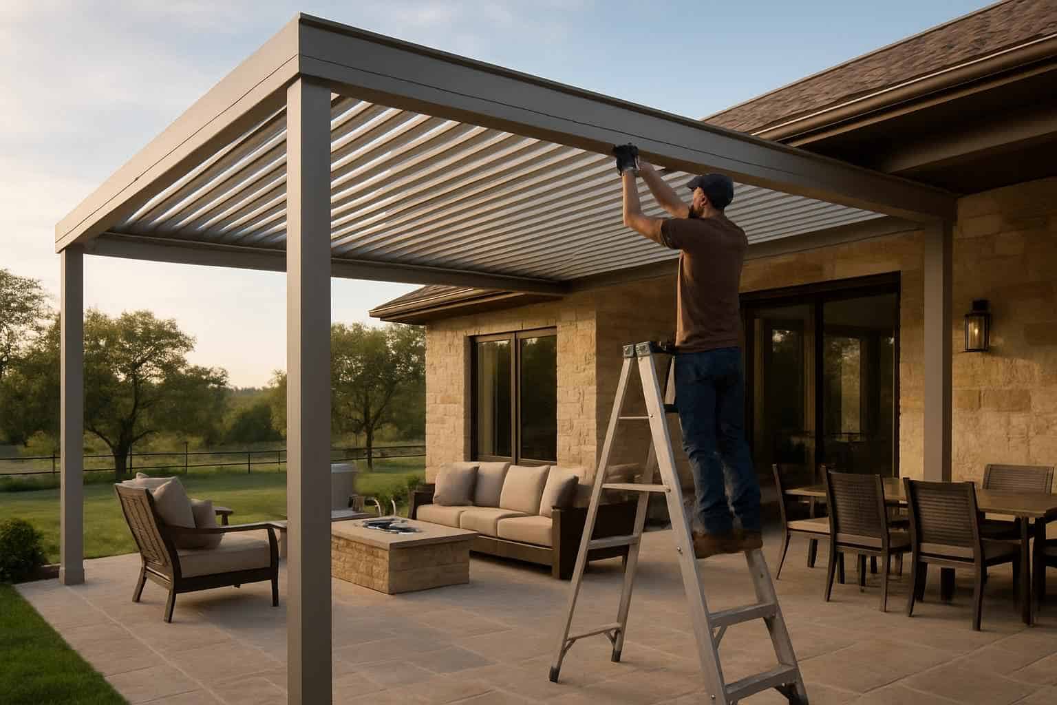 Patio Cover Installation Contractor In Luckenbach TX Louvered Patio Cover Installer in Luckenbach TX