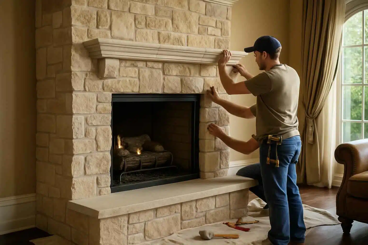 Stone Fireplace Surround Installer in Luckenbach TX