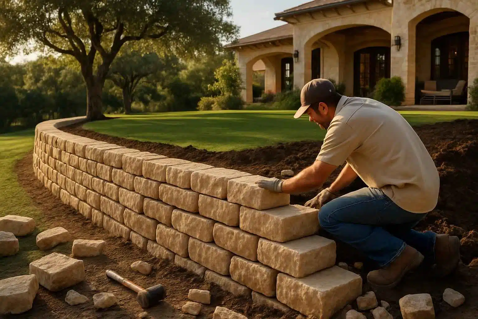 Stone Retaining Wall Builder in Luckenbach TX