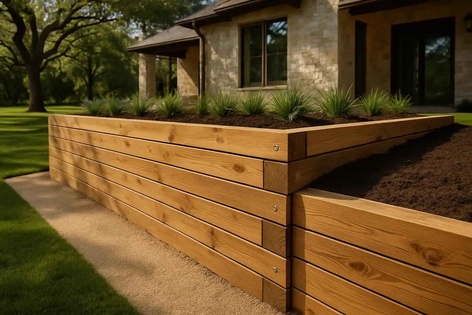 Timber Retaining Wall Builder in Fredericksburg TX