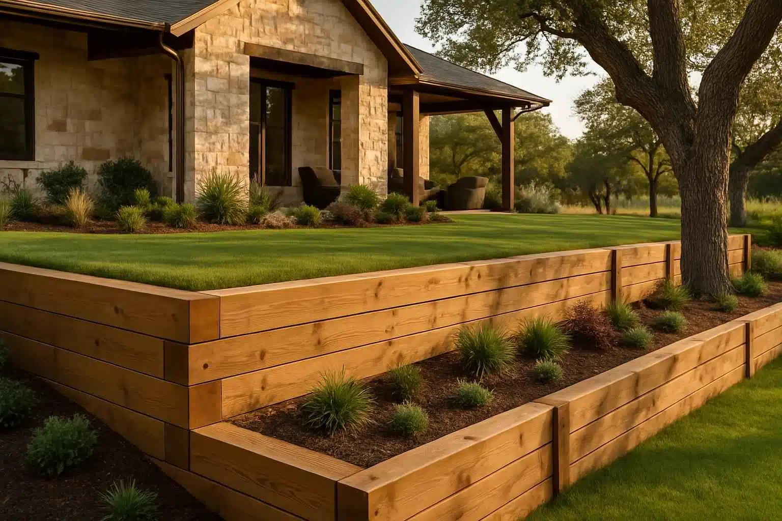 Timber Retaining Wall Builder in Luckenbach TX