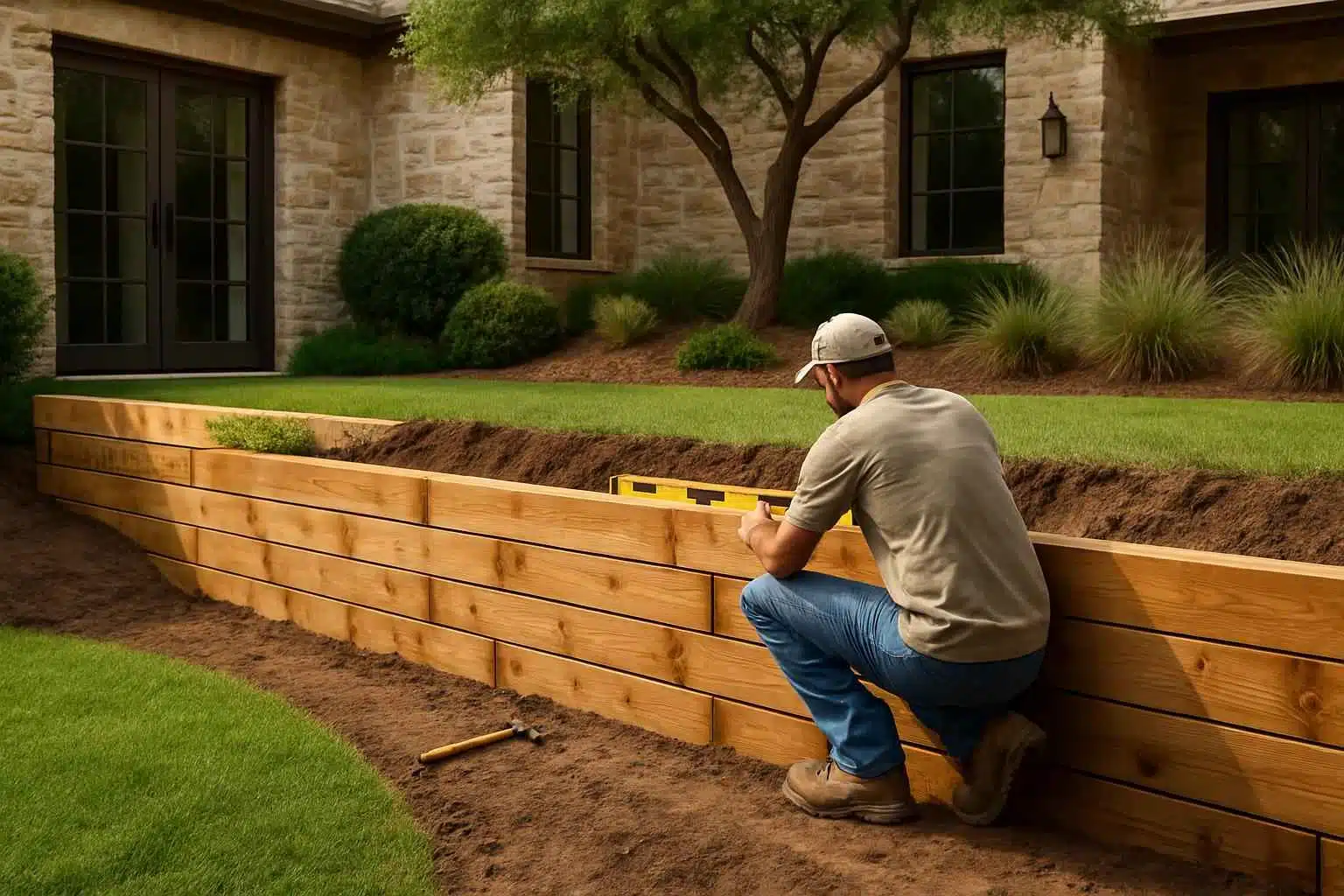 Timber Retaining Wall Builder in Willow City TX
