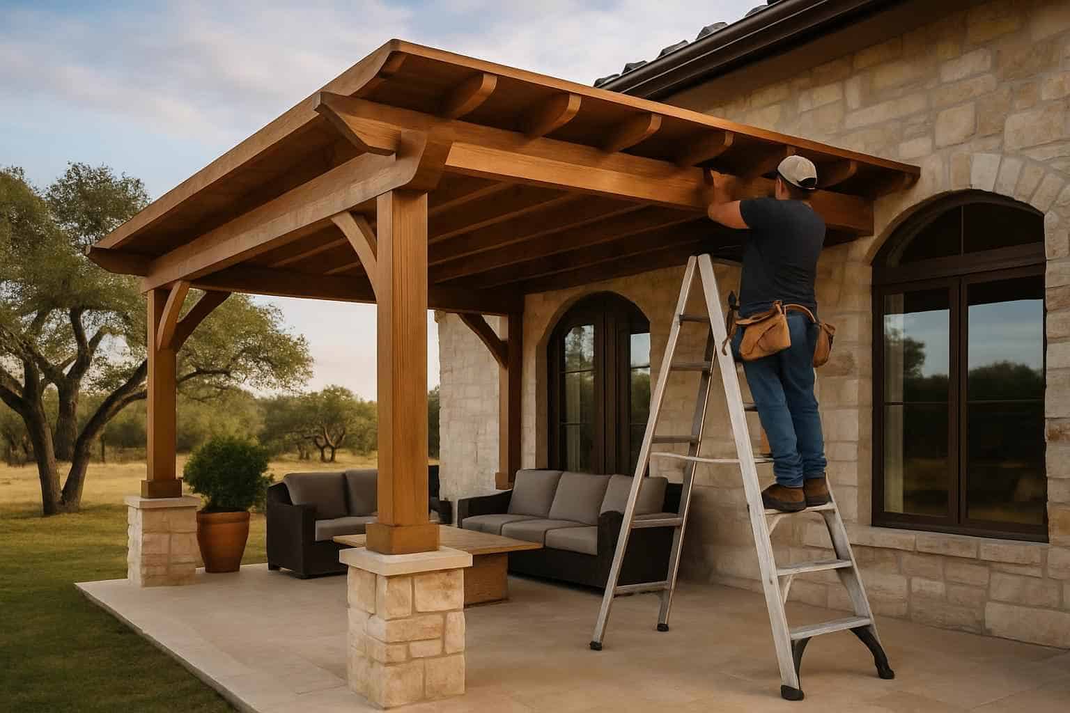 Patio Cover Installation Contractor In Luckenbach TX Wood Patio Cover Installer in Luckenbach TX