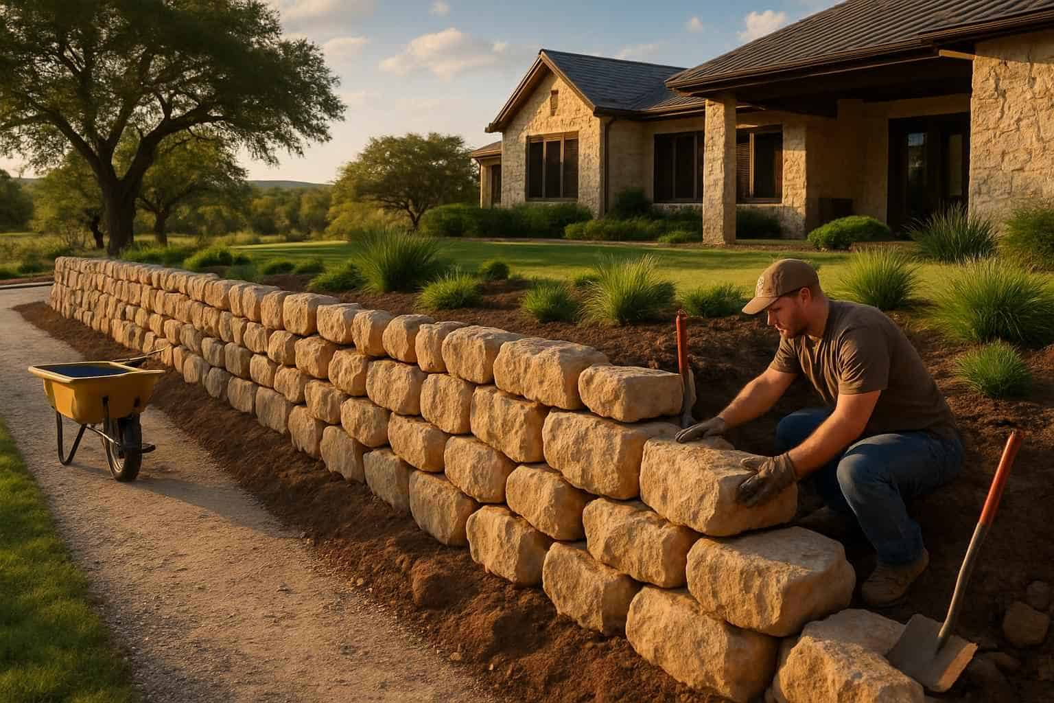 Boulder Retaining Wall Builder in Harper TX