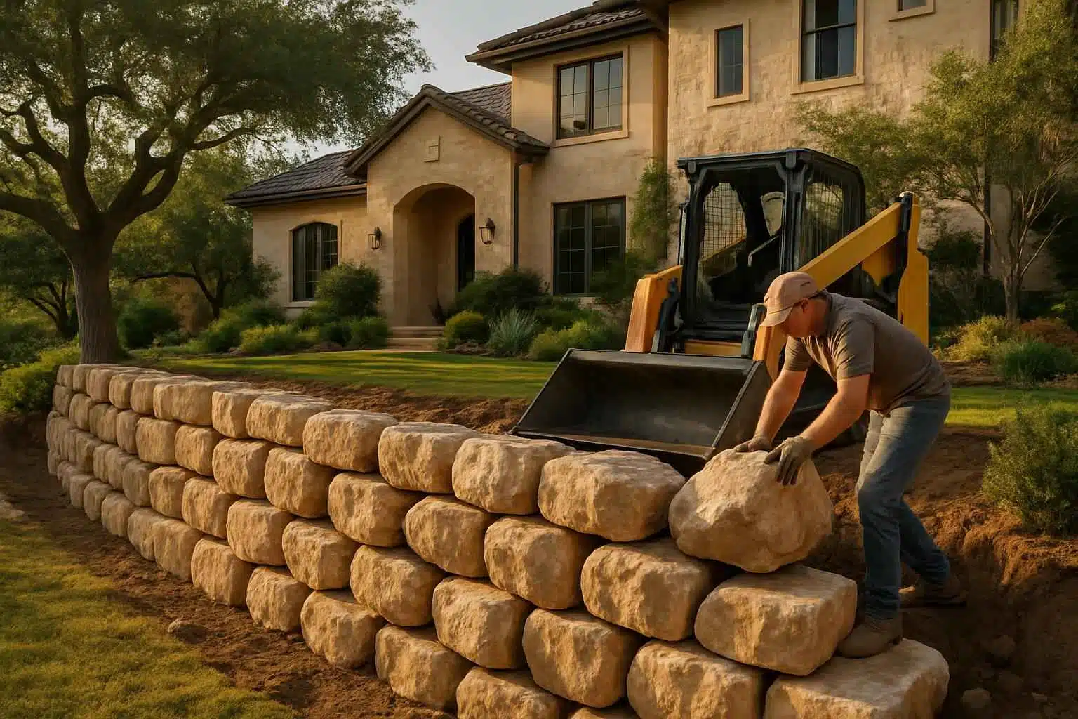 Boulder Retaining Wall Builder in Hye TX