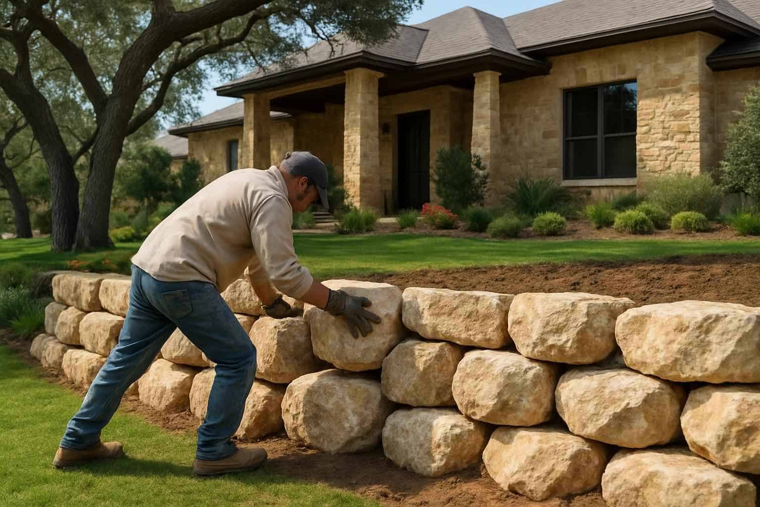 Boulder Retaining Wall Builder In Kerrville TX