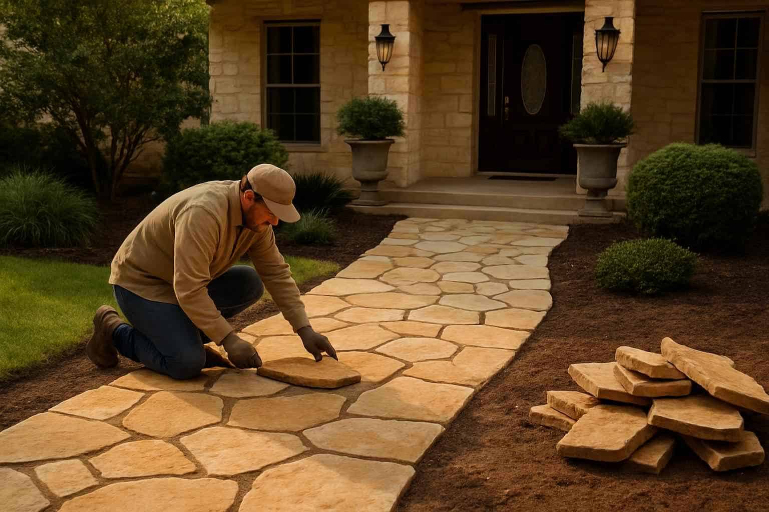 Flagstone Walkway Installer in Comfort TX