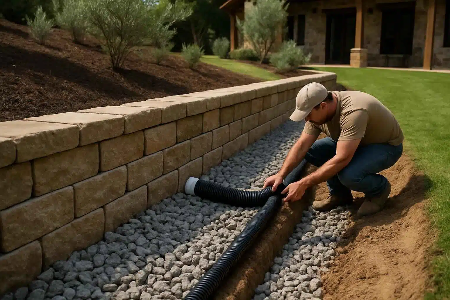 Retaining Wall Drainage Service in Hye TX