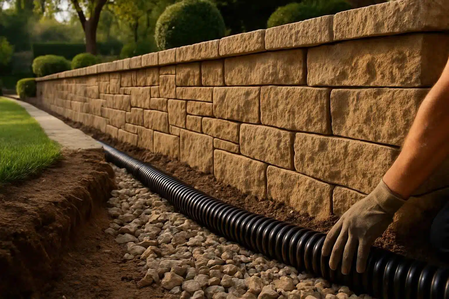 Retaining Wall Drainage Service In Kerrville TX