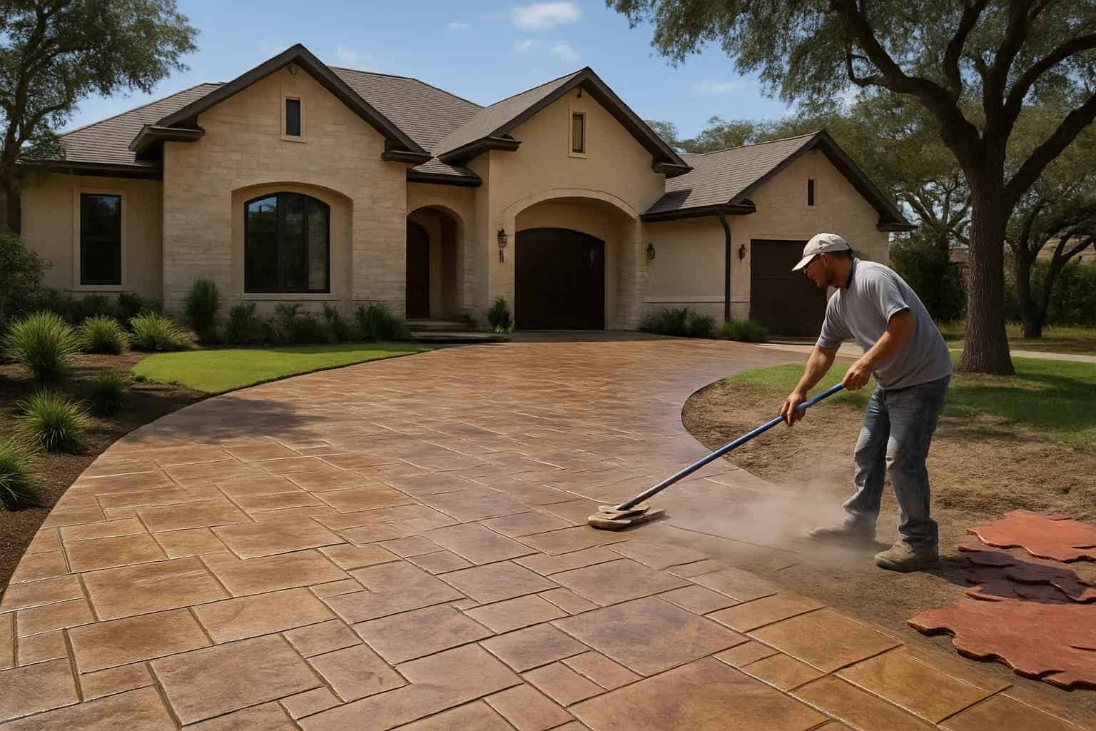 Concrete Driveway Contractor In Hye TX Stamped Concrete Driveway Contractor in Hye TX