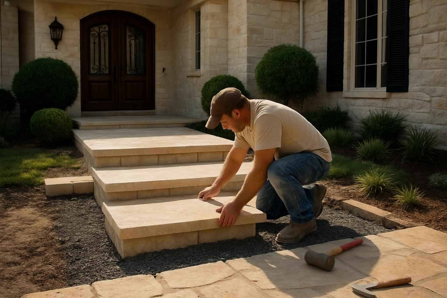 Stone Entry Steps Installation in Comfort TX