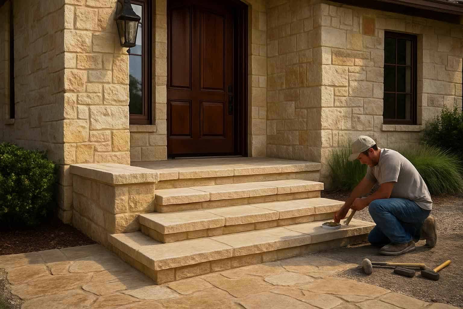 Stone Entry Steps Installation in Doss TX
