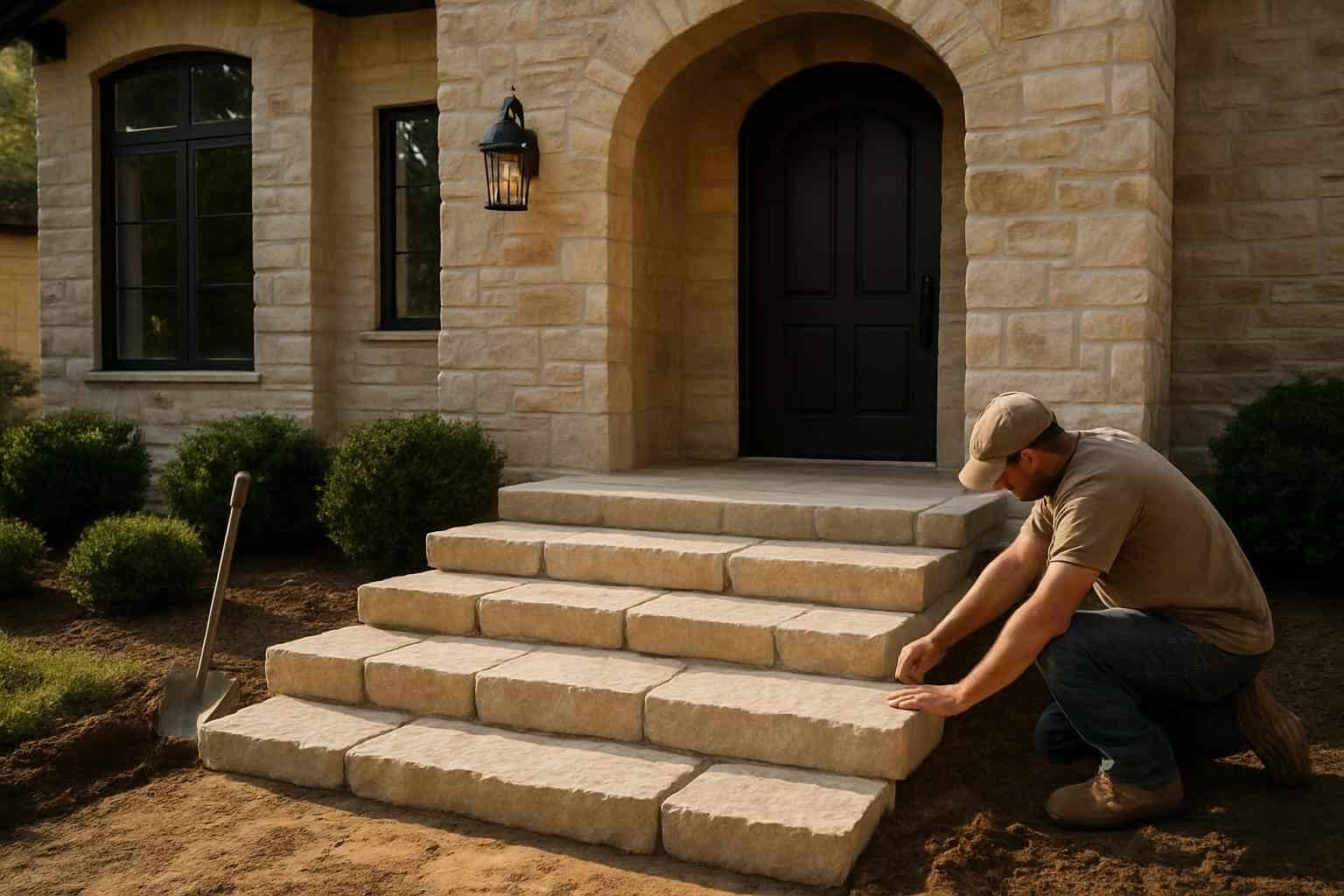 Stone Entry Steps Installation in Harper TX