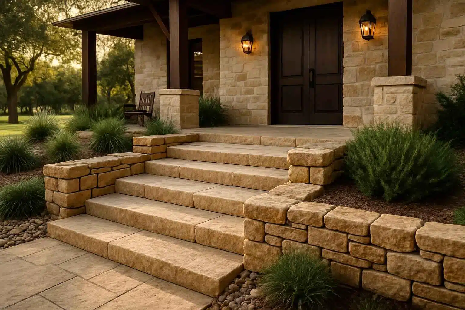 Stone Entry Steps Installation in Hye TX
