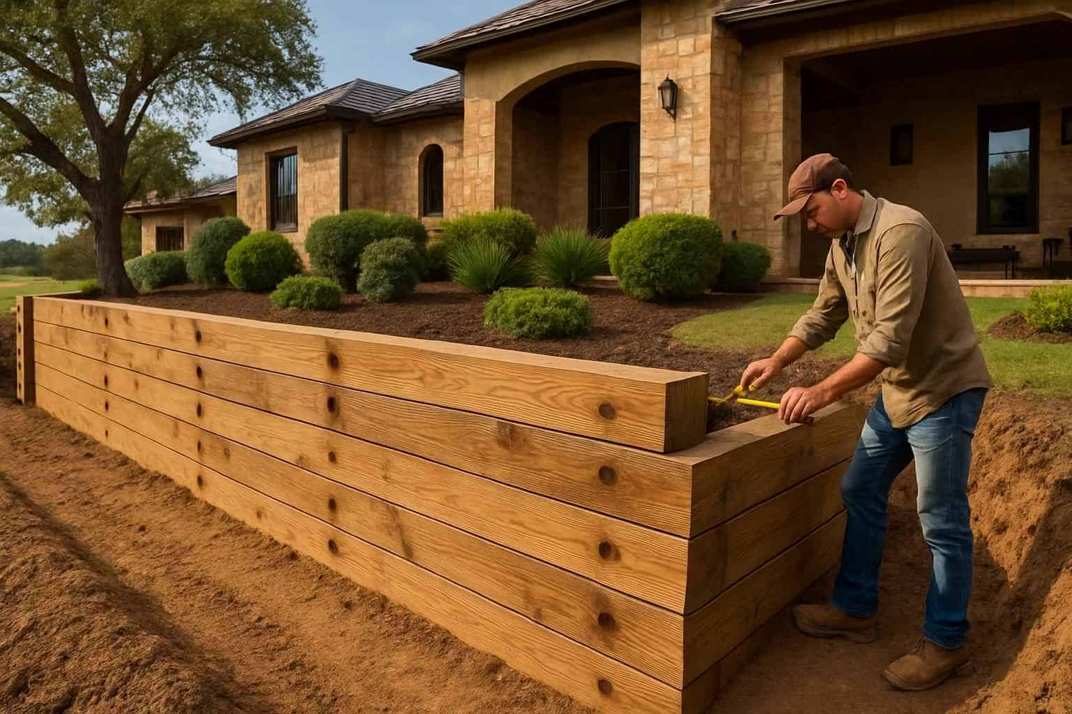 Timber Retaining Wall Builder in Harper TX