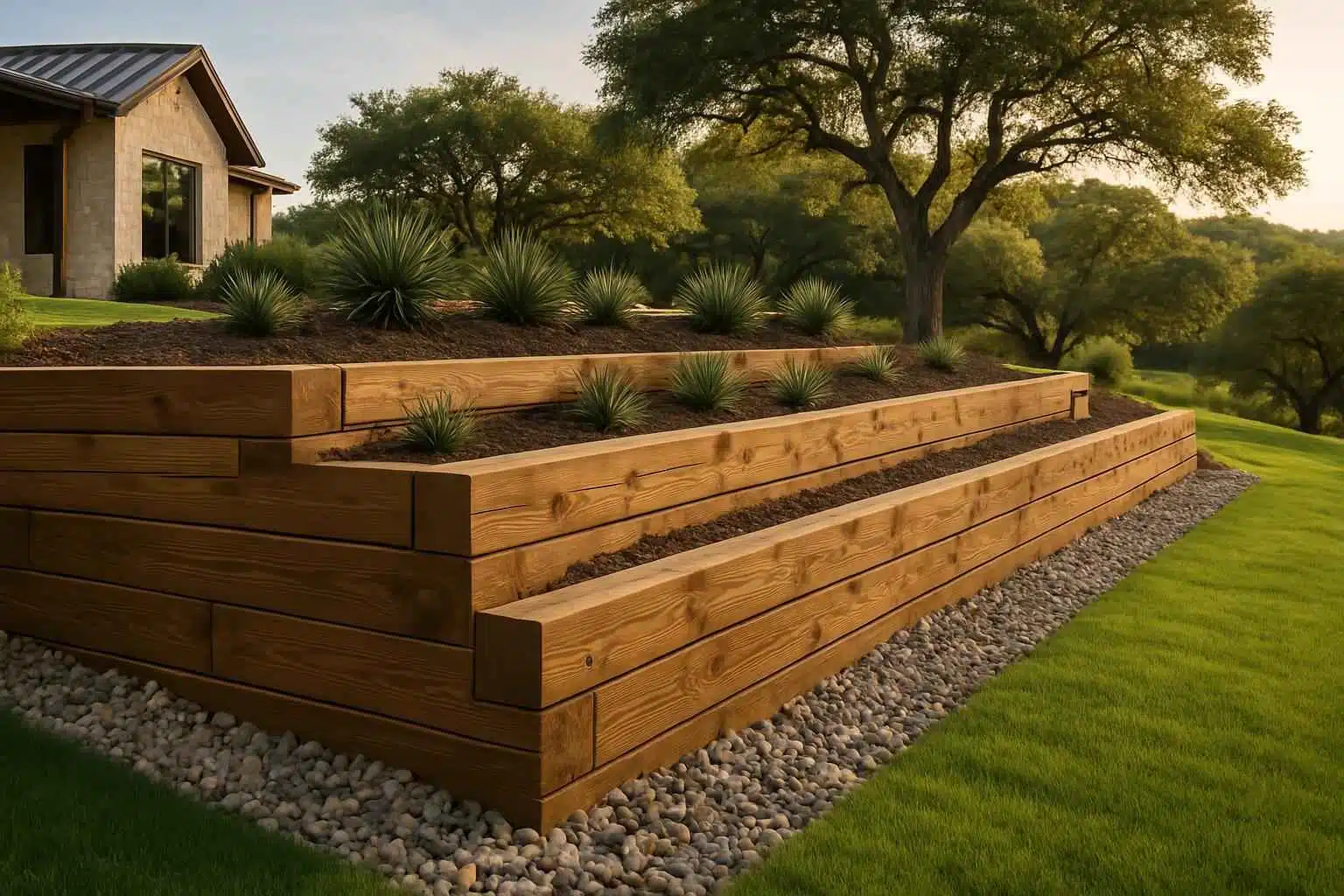 Timber Retaining Wall Builder in Hye TX