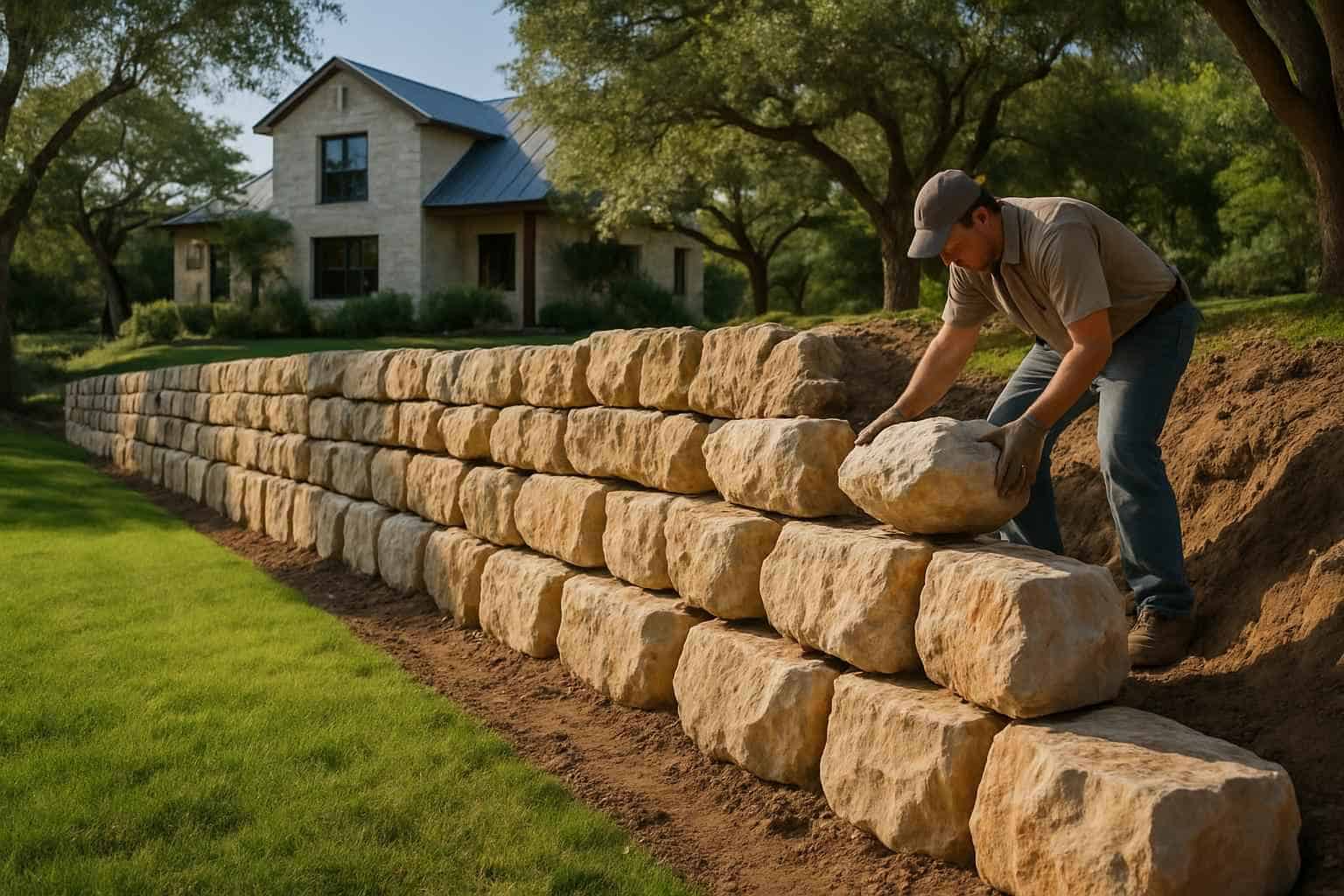 Boulder Retaining Wall Builder in Blanco TX