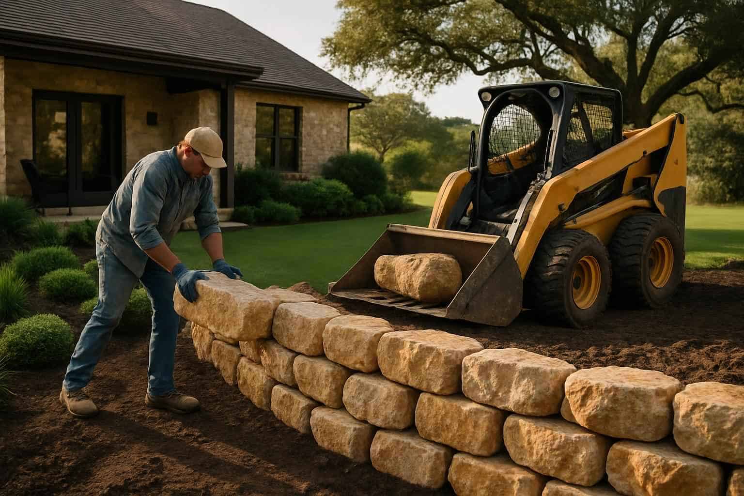 Boulder Retaining Wall Builder in Center Point TX
