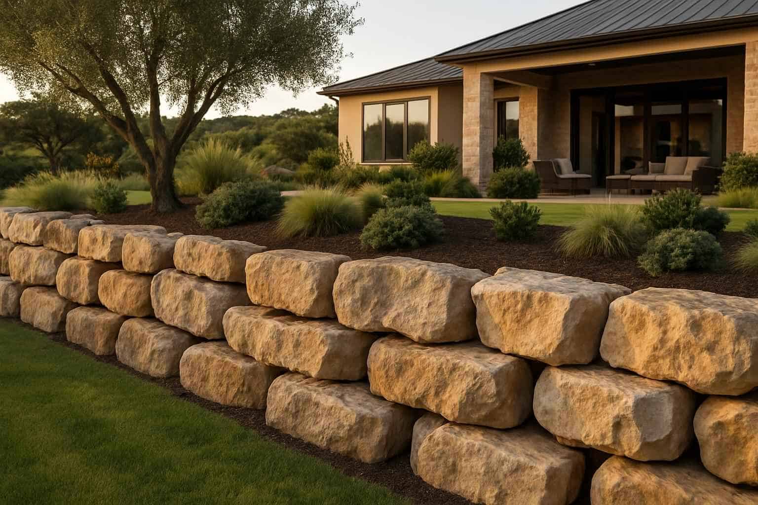 Boulder Retaining Wall Builder in Johnson City TX
