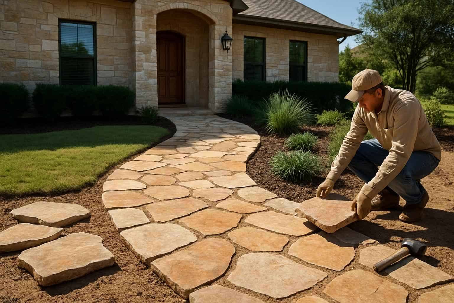 Flagstone Walkway Installer in Johnson City TX