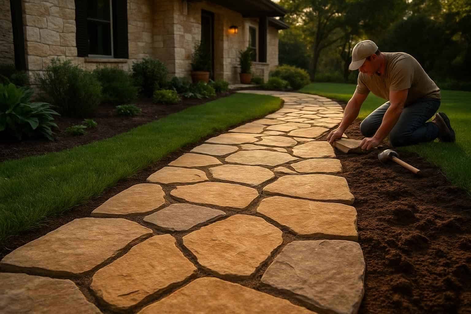 Path Walkway Contractor In Waring TX Flagstone Walkway Installer in Waring TX