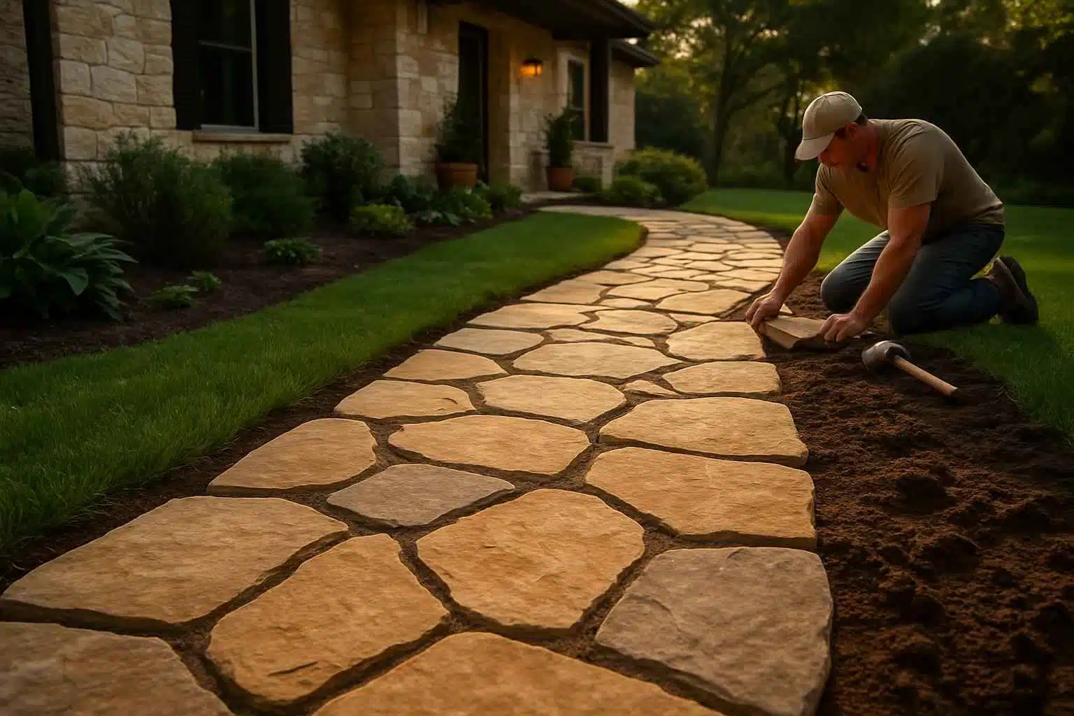 Flagstone Walkway Installer in Waring TX