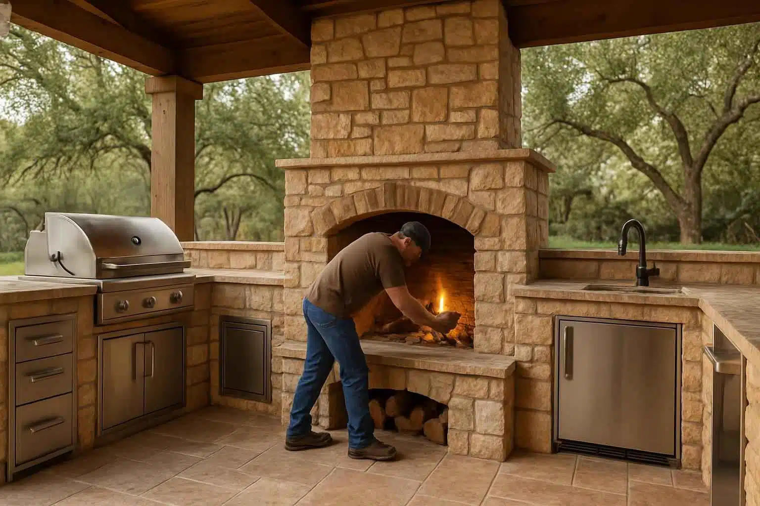 Outdoor Kitchen Masonry Contractor in Waring TX