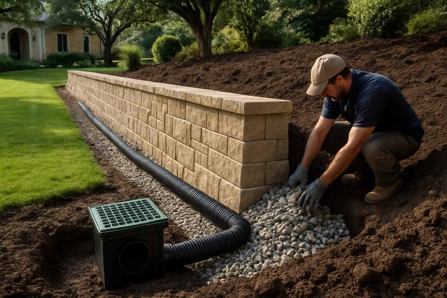 Retaining Wall Contractor In Waring TX Retaining Wall Drainage Service in Waring TX