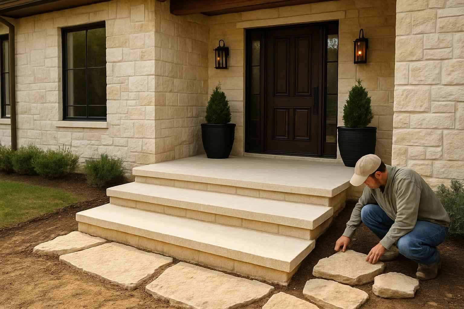 Stone Contractor In Blanco TX Stone Entry Steps Installation in Blanco TX