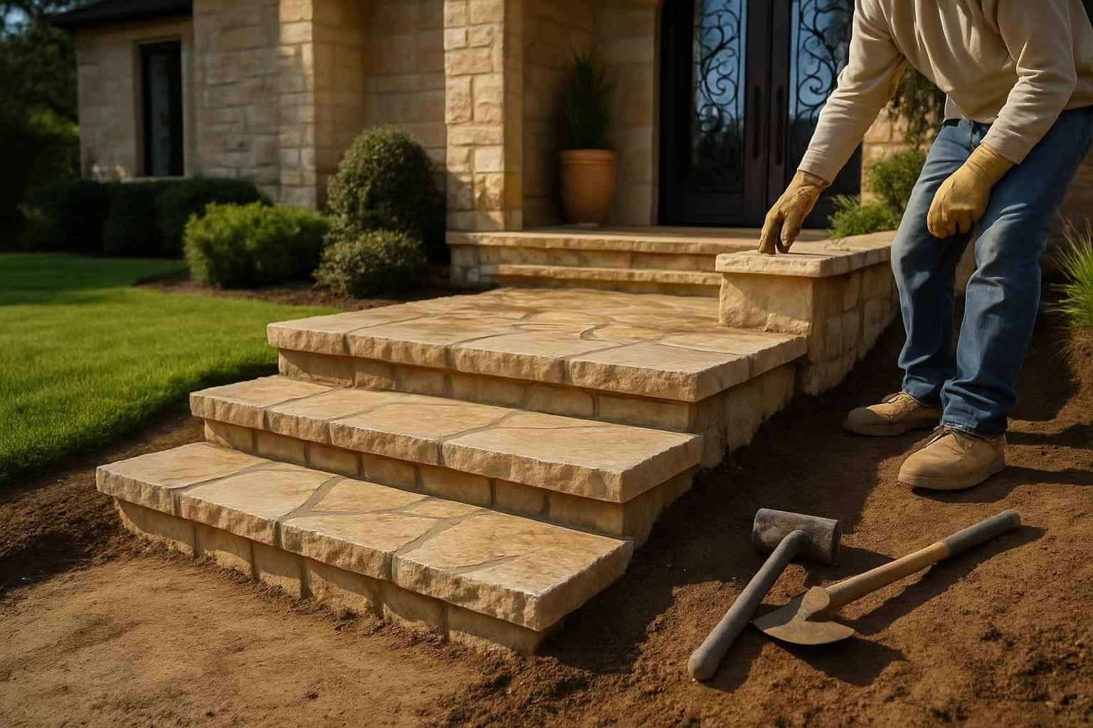 Stone Contractor In Camp Verde TX Stone Entry Steps Installation in Camp Verde TX