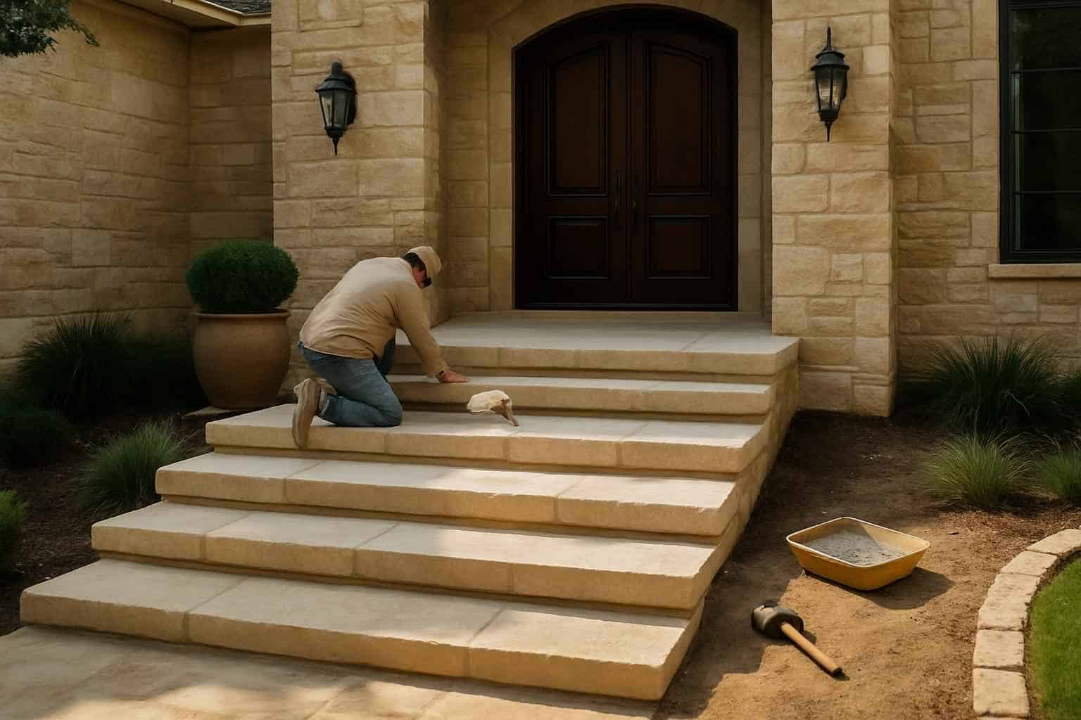 Stone Contractor In Center Point TX Stone Entry Steps Installation in Center Point TX