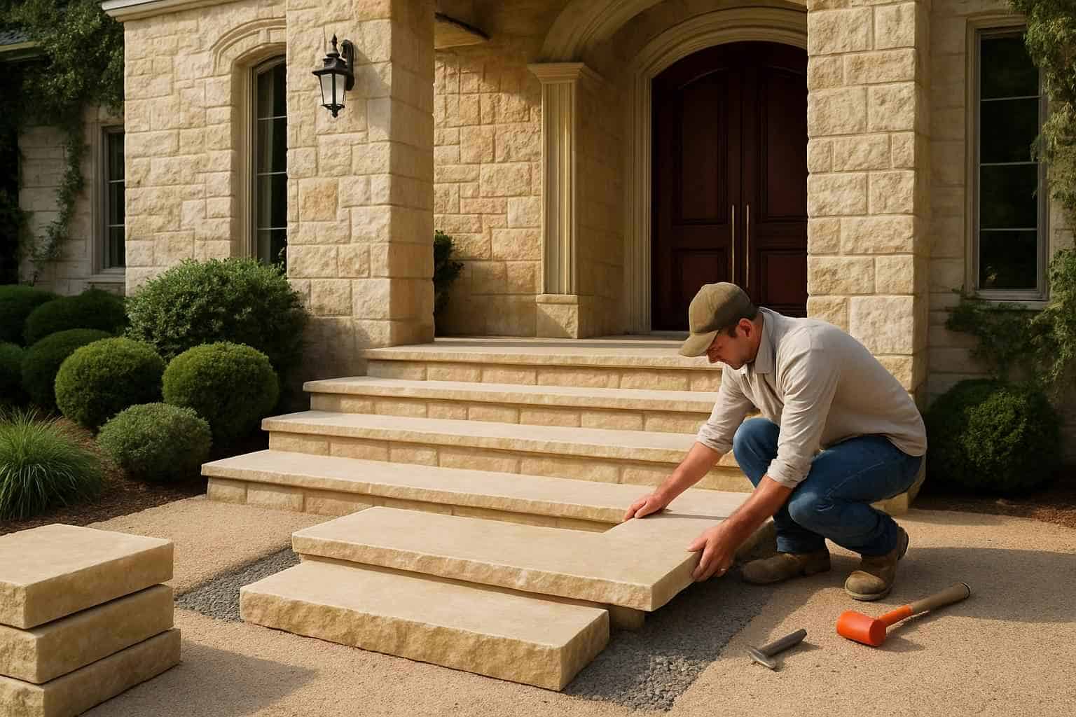 Stone Entry Steps Installation in Ingram TX