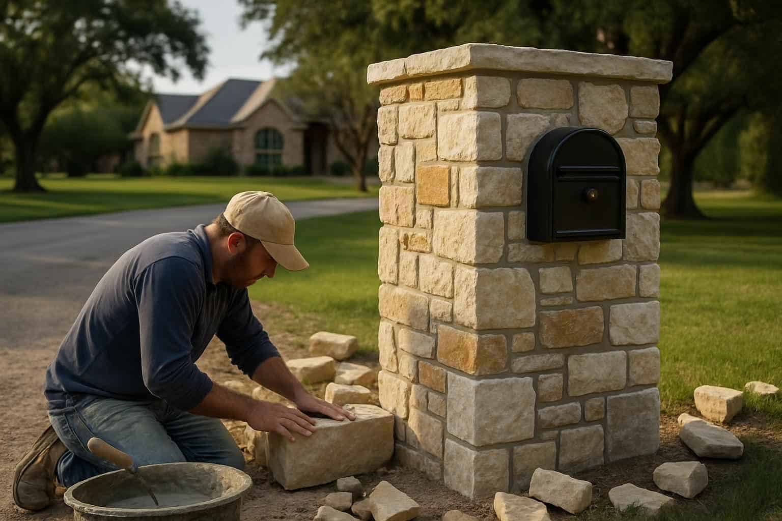 Stone Mailbox Masonry Service in Center Point TX