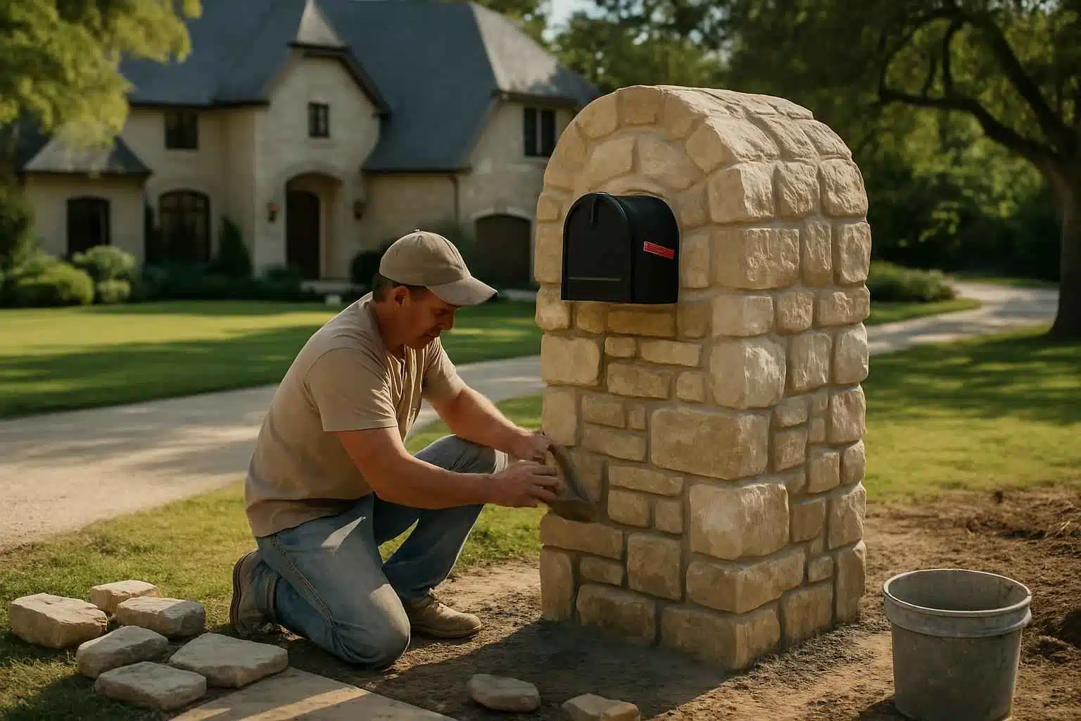 Stone Mailbox Masonry Service in Waring TX