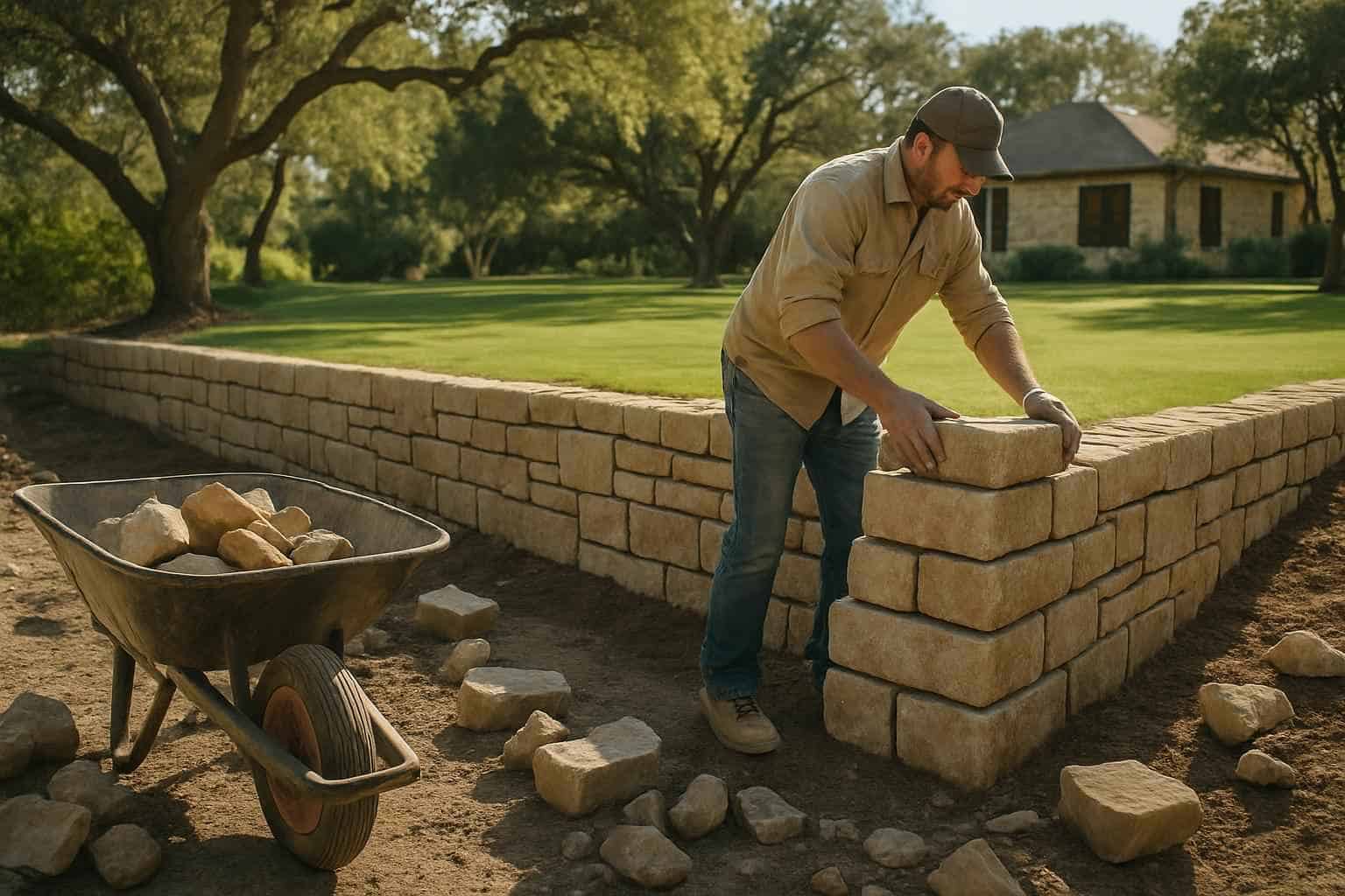 Stone Retaining Wall Builder in Center Point TX