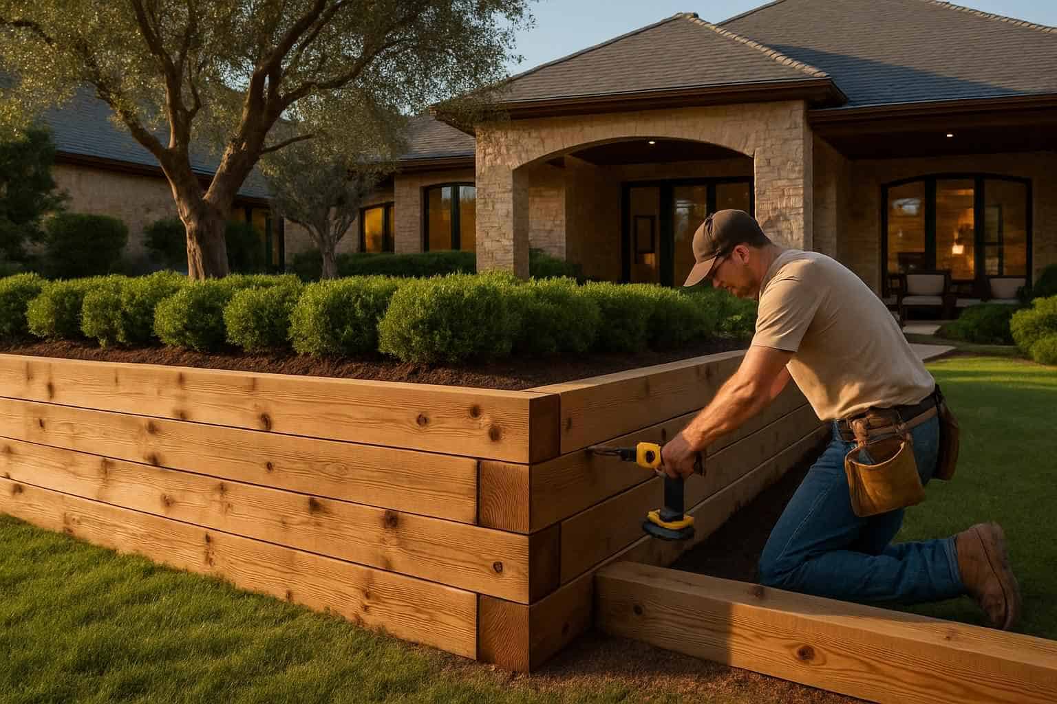 Timber Retaining Wall Builder in Center Point TX