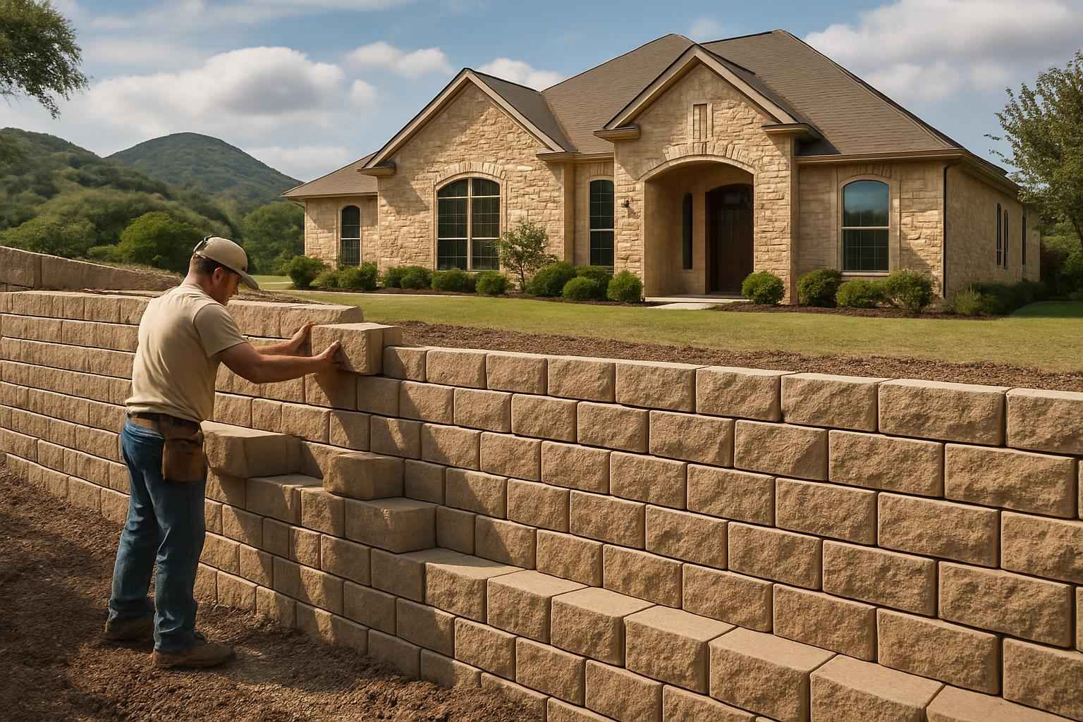 Block Retaining Wall Builder in Round Mountain TX
