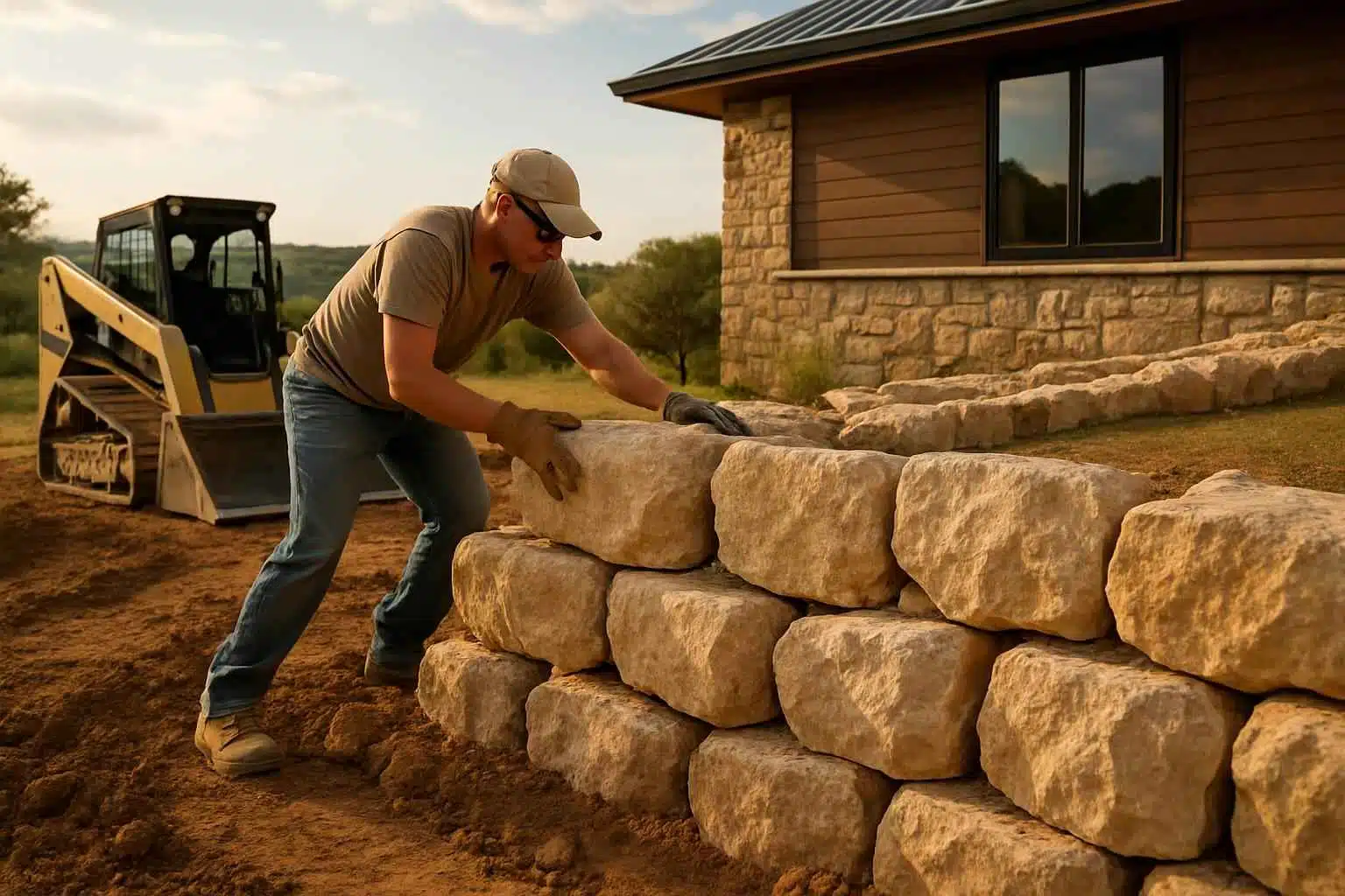 Boulder Retaining Wall Builder in Round Mountain TX