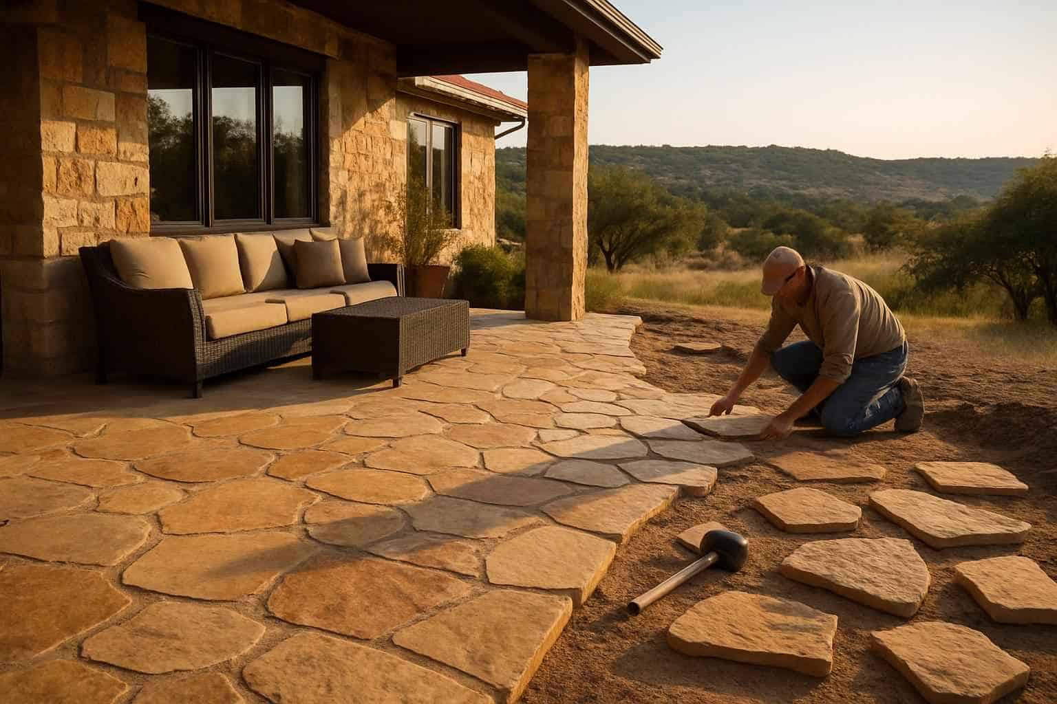 Flagstone Patio Installer in Round Mountain TX