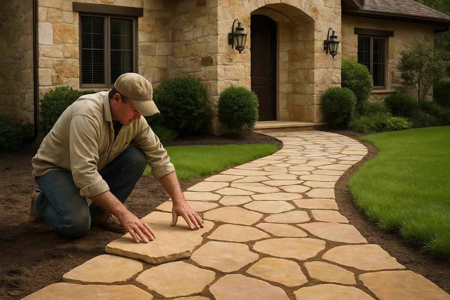Flagstone Walkway Installer in Hunt TX