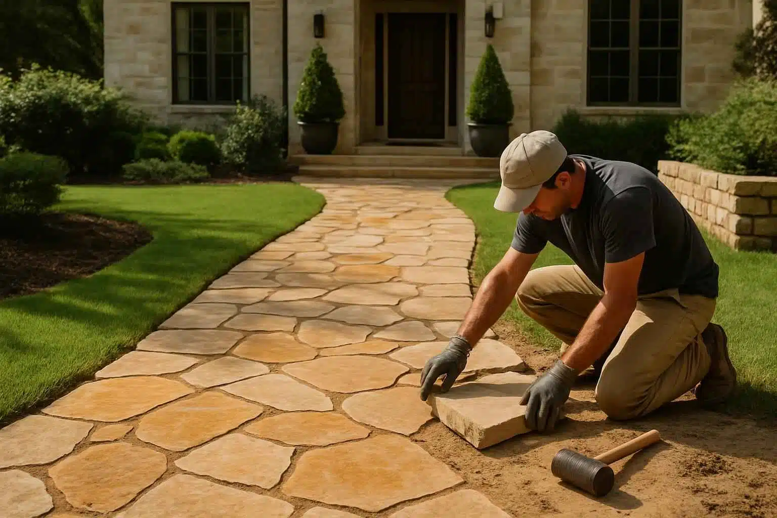 Flagstone Walkway Installer in Kendalia TX