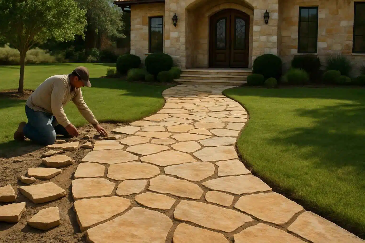 Flagstone Walkway Installer in Round Mountain TX