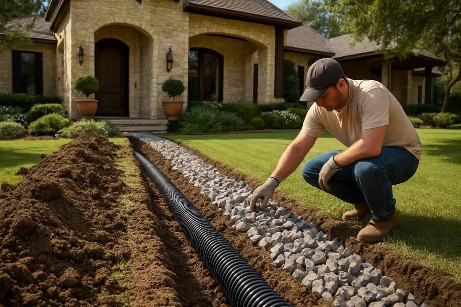 French Drain Installation Contractor in Hunt TX