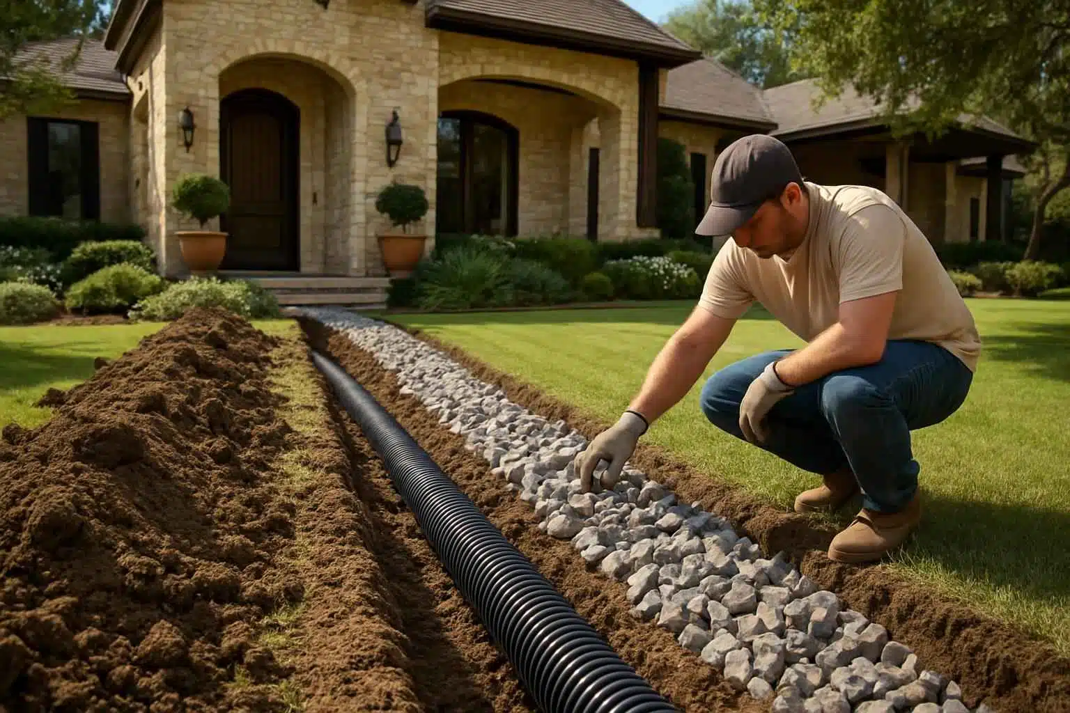 French Drain Installation Contractor in Hunt TX